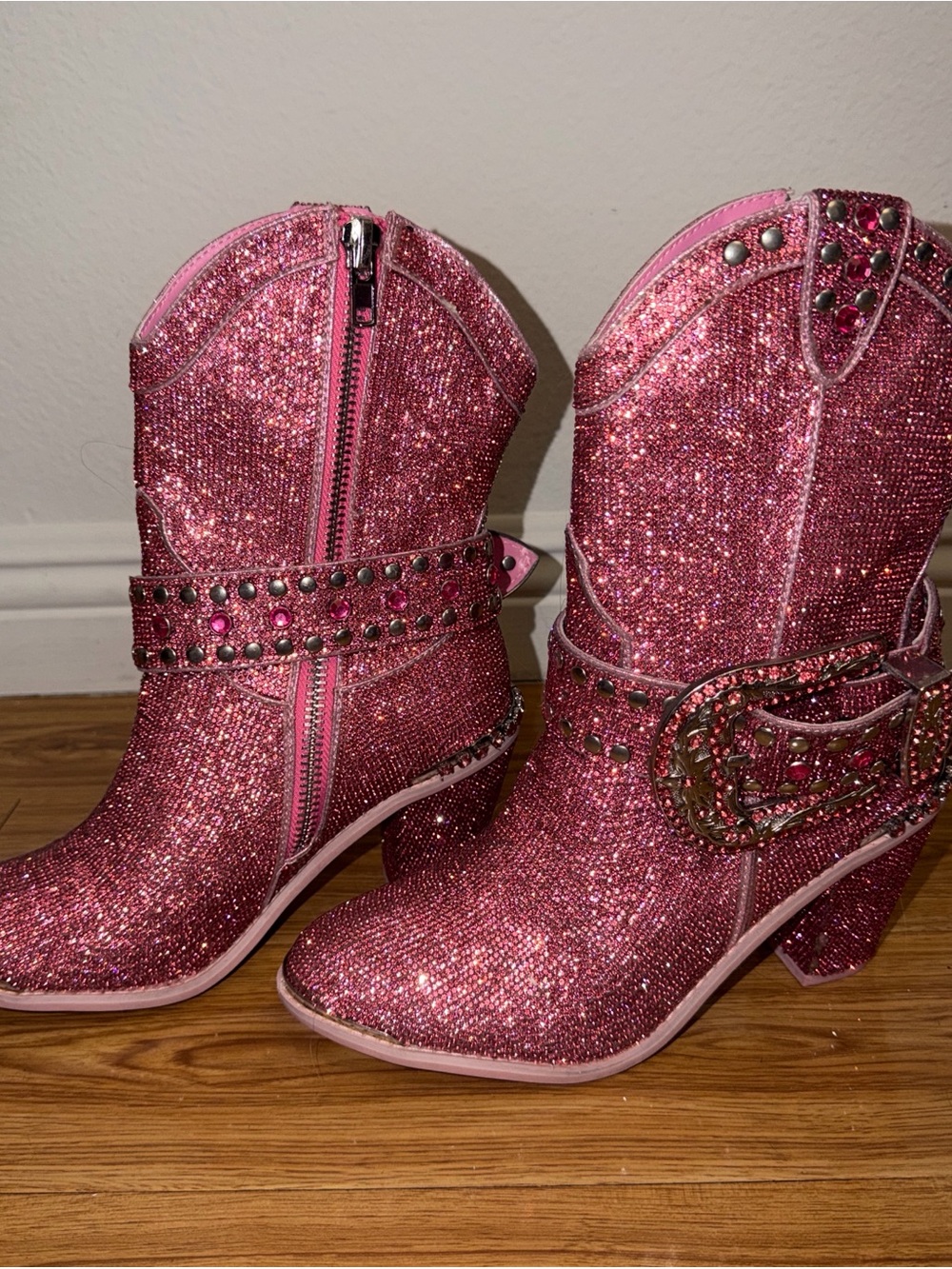 Pink Rhinestone Boot Heels NEW - Picture 2 of 10
